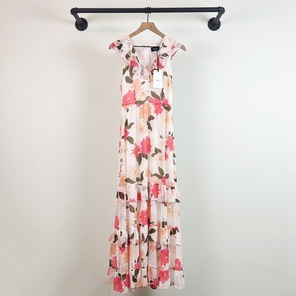 NWT Vici Chiffon Ruffle V-Neck Floral Maxi Dress - Picture 4 of 5